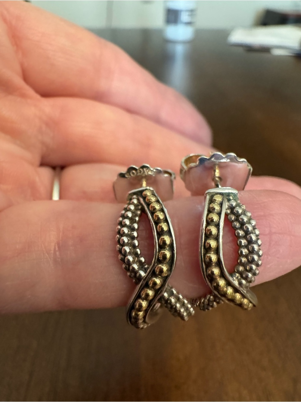 Lagos Caviar Sterling Silver and Gold Twist Earrings - Silver and Gold